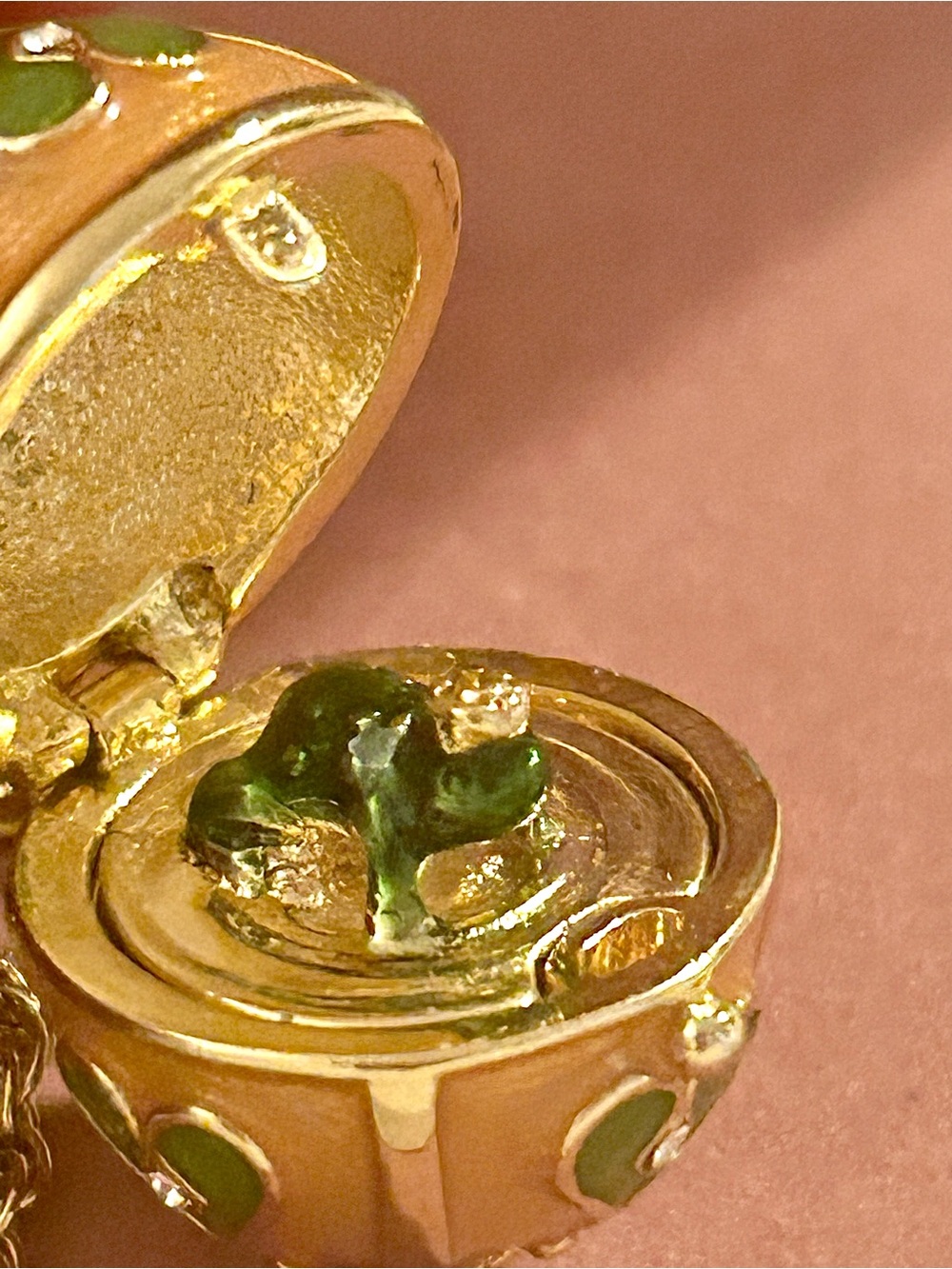Vintage signed Joan Rivers “The Frog Prince” Faberge-style egg pendant necklace